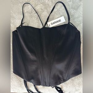Garage Robe Black Seamed Satin Bustier size P/S